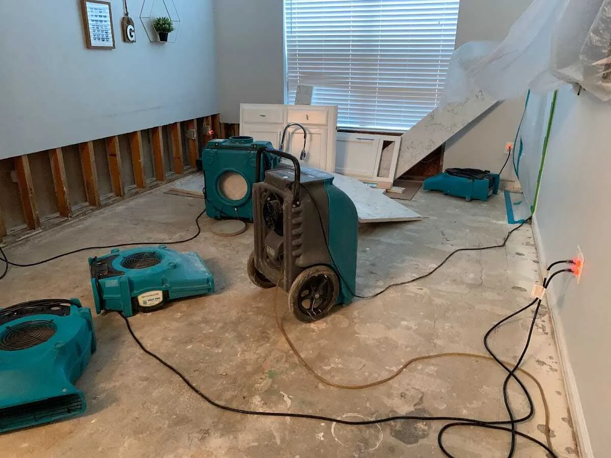 Dehumidifier in flood-cut room for Water Extraction & Removal in Roxboro